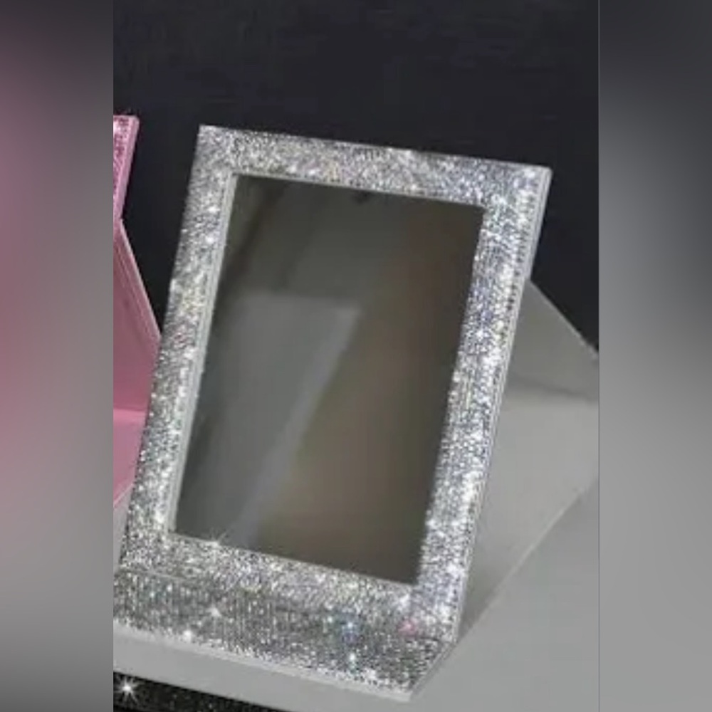 Glitter Rectangular Vanity Mirror - Silver Sparkle - image 1